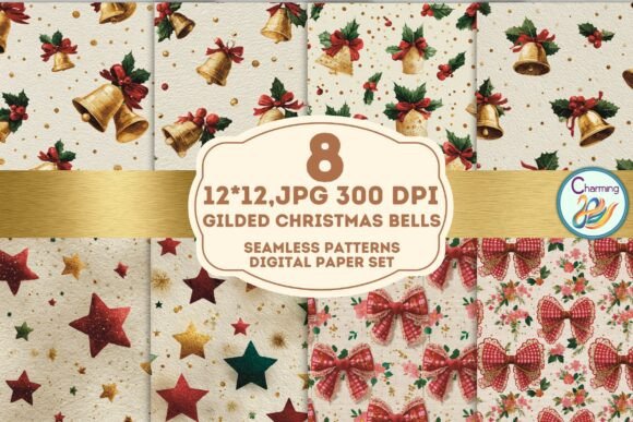 Download Seamless Paper: Gilded Christmas Bells - Premium Resources