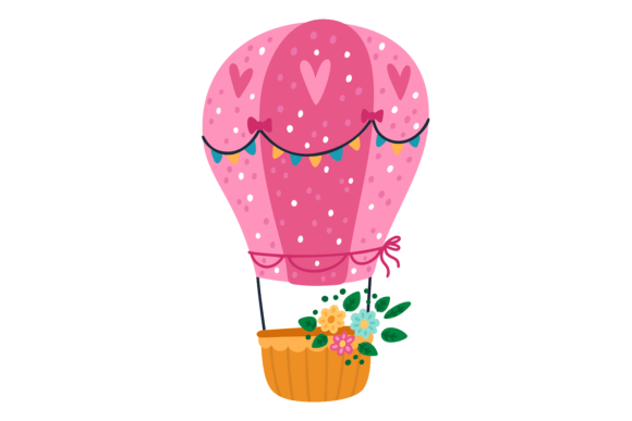 Download Romantic Hot Air Balloon in Cute Childis - Romantic Collection