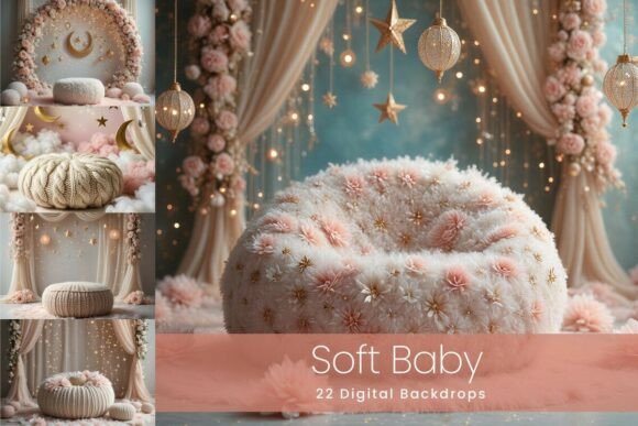 Download 22 Soft Baby Digital Backdrops - Soft Collection