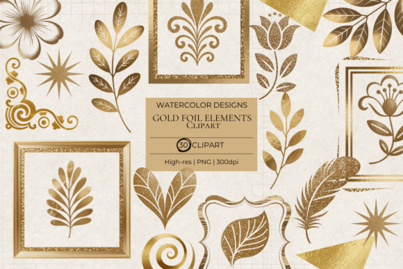 Download Gold Foil Elements Clipart Set - Premium Resources