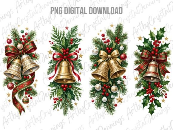 Download Christmas Bells Watercolor Brushstroke - Christmas bells Collection